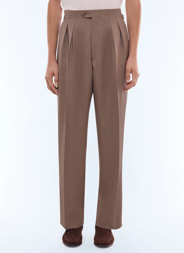 Wool And Mohair Large Pleated Trousers