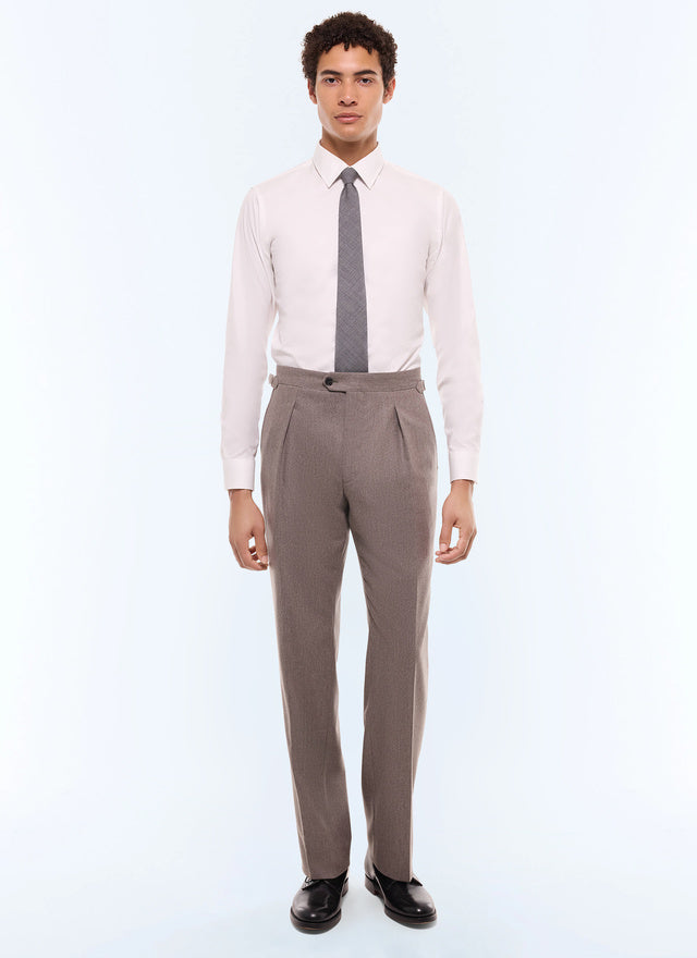 Pleated wide-leg wool flannel pants