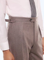 Pleated wide-leg wool flannel pants