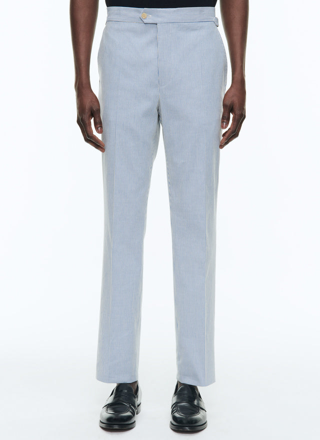 Cotton canvas trousers with stripes