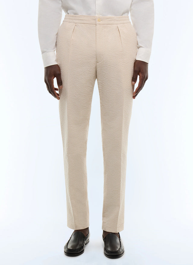Striped Seersucker Elasticated Pants
