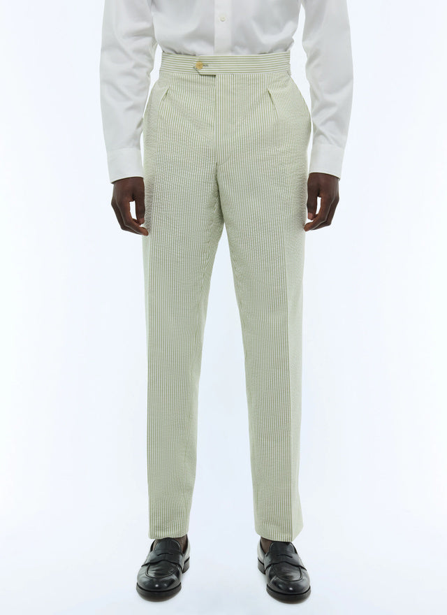Striped Seersucker Fitted Pants