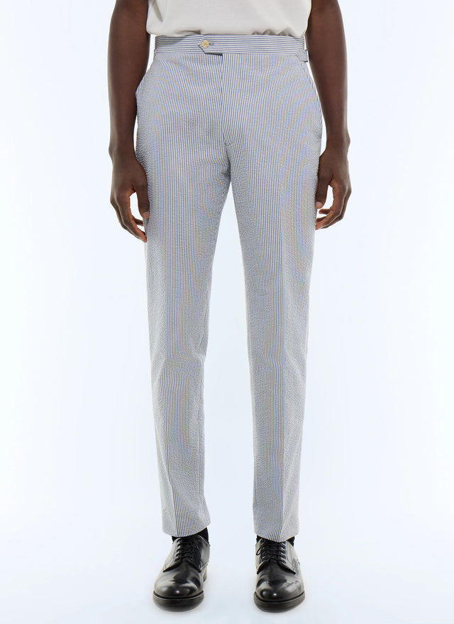 Fitted Striped Seersucker Pants