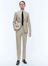 Beige wool canvas trousers