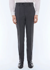 End-on-end virgin wool fitted trousers