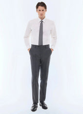 End-on-end virgin wool fitted trousers