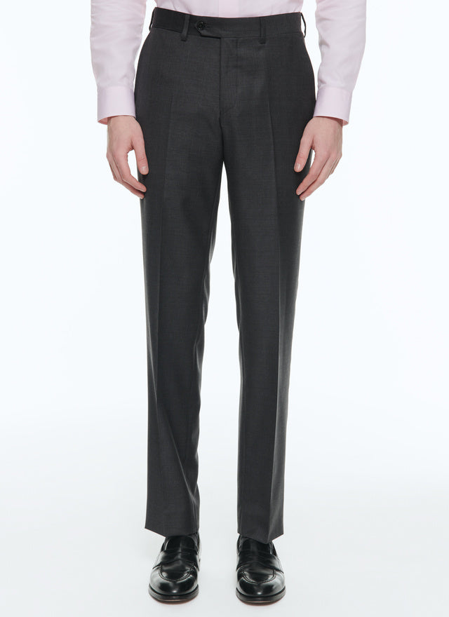 Charcoal grey end-on-end wool trousers