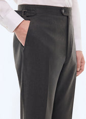 Fitted Wool Flannel Suit Pants