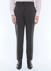 Fitted wool flannel suit pants