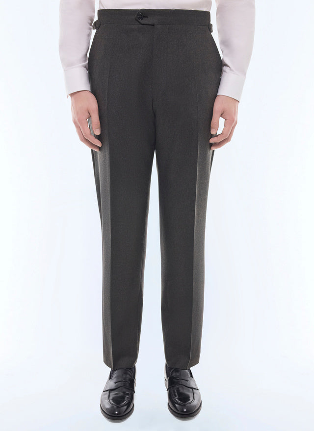 Fitted wool flannel suit pants