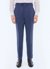 Fitted wool flannel suit pants