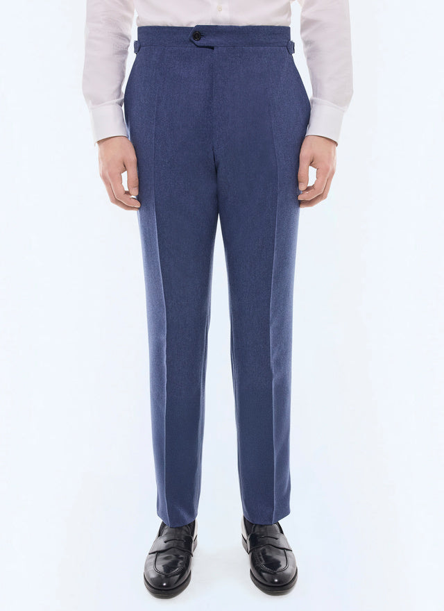 Fitted wool flannel suit pants