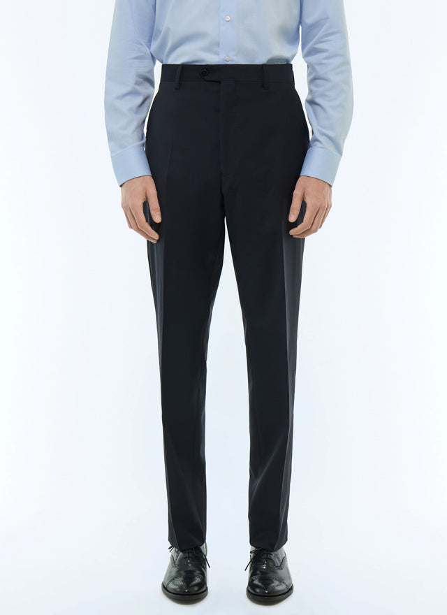 Fitted wool canvas suit pants