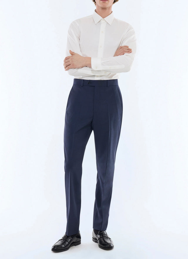 Fitted checked wool suit pants