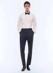 Wool faille fitted tuxedo trousers