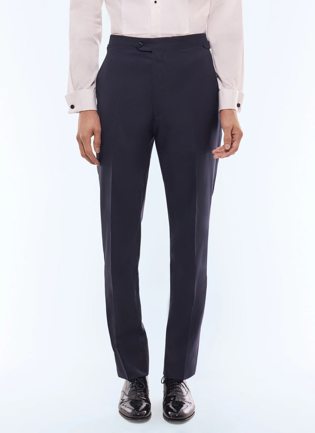 Wool Faille Fitted Tuxedo Trousers