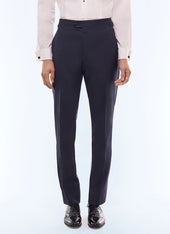 Wool faille fitted tuxedo trousers