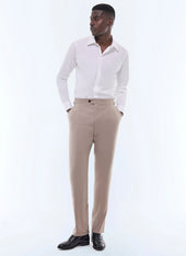Wool flannel fitted suit pants