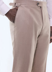 Wool flannel fitted suit pants