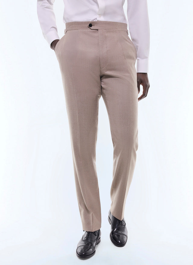 Wool Flannel Fitted Suit Pants