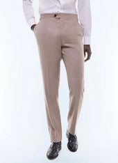 Wool flannel fitted suit pants