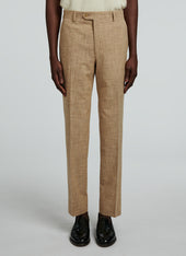 Beige sanded wool, silk and cotton trousers