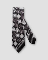 Black Retro-Future Print Silk Tie