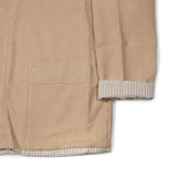 Lined Easy Cardigan In Beige Cotton Rib Knit