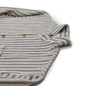 Stand Collar Popover In And White Striped Loosely Woven Cotton