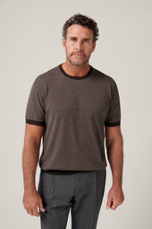 Cullen Knit T-Shirt - Brown Stripe