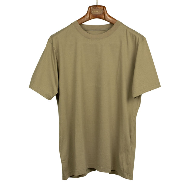 Crewneck tee in khaki high-gauge cotton jersey