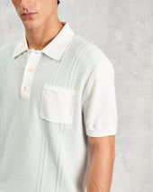 Turin And Ecru Retro Stripe Knitted Cotton Polo