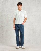 Turin And Ecru Retro Stripe Knitted Cotton Polo
