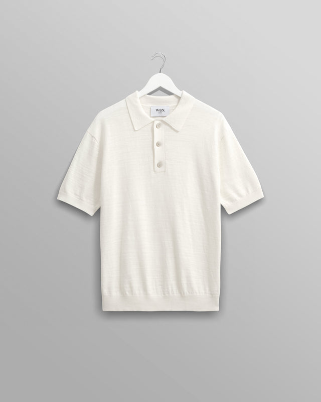 Turin - Ecru Slub Knitted Cotton-Linen Polo