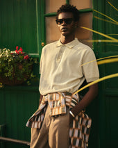 Turin Light Ladder Stripe Knitted Cotton Polo