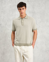 Turin Light Ladder Stripe Knitted Cotton Polo