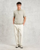 Turin Light Ladder Stripe Knitted Cotton Polo