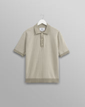 Turin - Light Khaki Ladder Stripe Knitted Cotton Polo