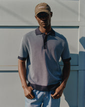 Turin Ladder Stripe Knitted Cotton Polo
