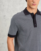 Turin Ladder Stripe Knitted Cotton Polo