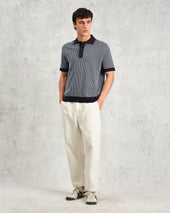 Turin Ladder Stripe Knitted Cotton Polo