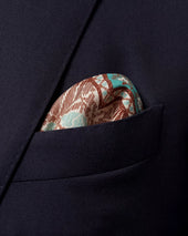 Turquoise paisley cotton & silk pocket square