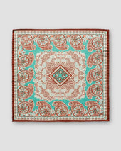 Turquoise paisley cotton & silk pocket square