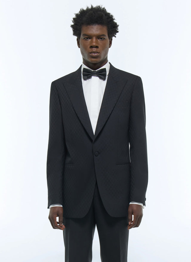 Checkerboard pattern fit tuxedo jacket