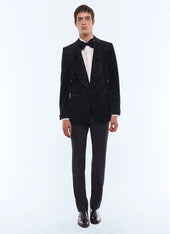 Patterned velvet tuxedo jacket