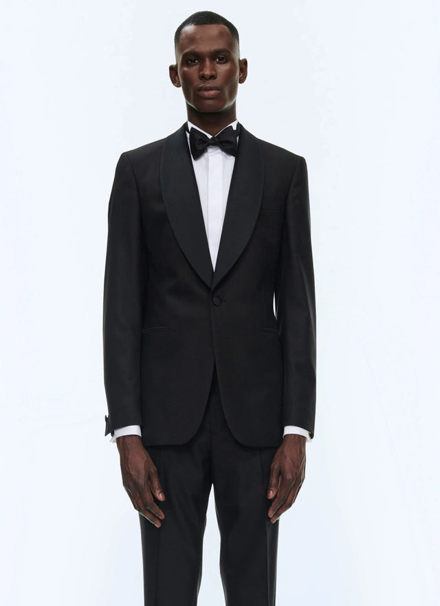 Wool Tuxedo Jacket With A Micro Pattern