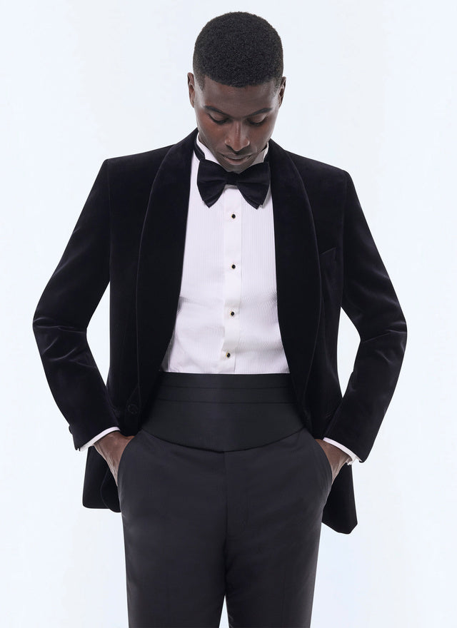 Velvet fitted tuxedo jacket