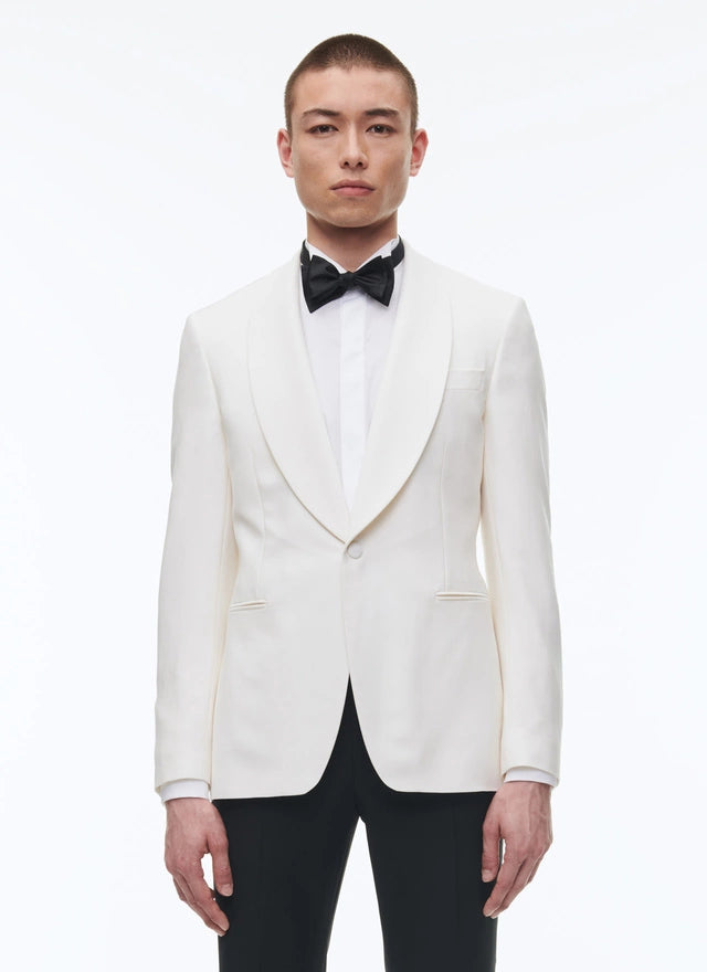Fitted wool tuxedo jacket