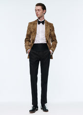 Velvet tuxedo with leopard print