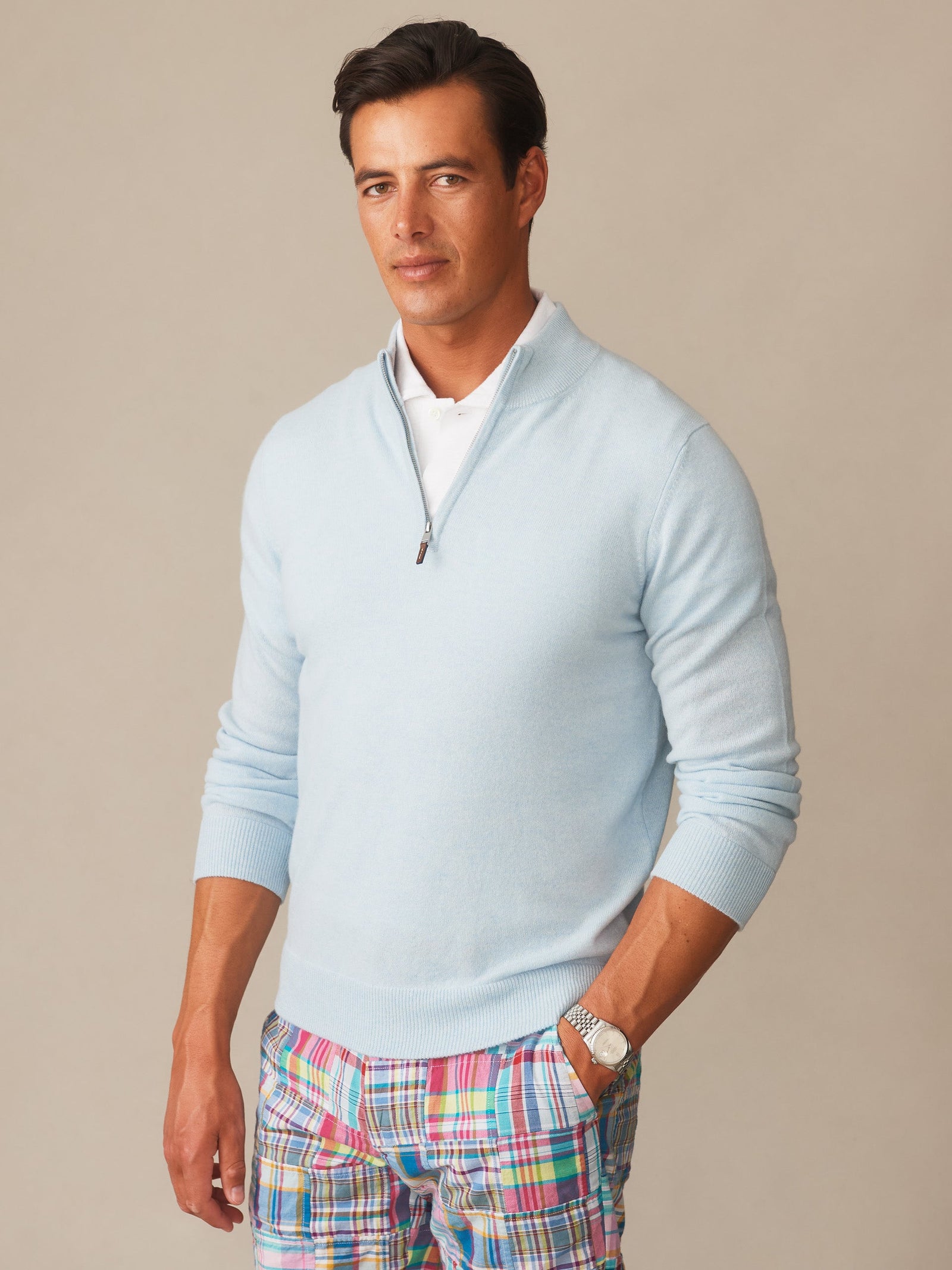 Icelandic Solid Twain Cashmere 1 4 Zip Men S Sweaters J Mclaughlin